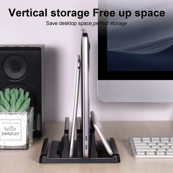 WELTIG Adjustable Vertical Laptop Riser & Stand - 3-in-1 Space-Saving Holder