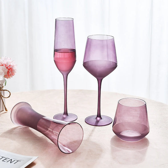 1Pcs Champagne Wine Glasses Glitter Flutes Clear Cups Bubble Wine Tulip Cocktail for Bar Party Gift Wedding Purple Wine Glasses