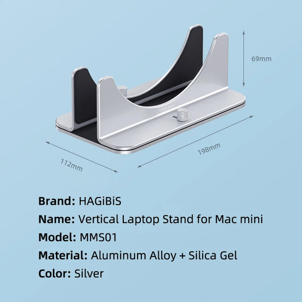 Aluminum Vertical Computer Riser for Mac Mini with Anti-Slip Holder