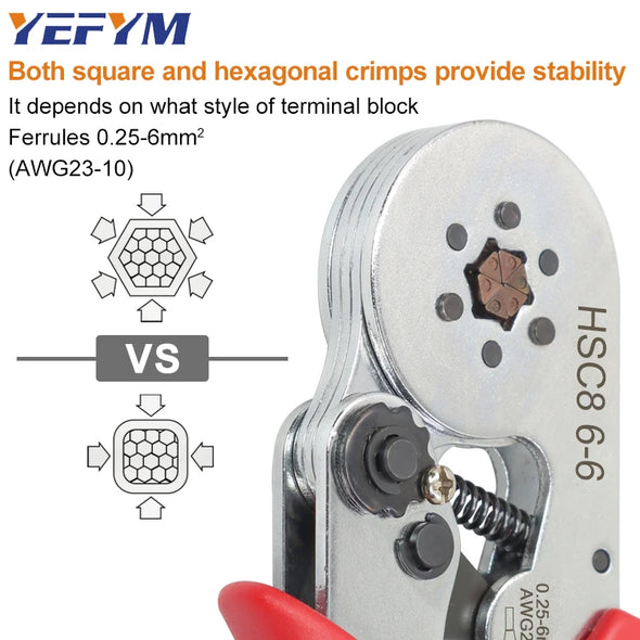 Ferrule Crimping Tool HSC8 6-4/6-6  Electrical Crimper Plier For Wire End Crimp Tube Terminals Electrical Circuit Repair