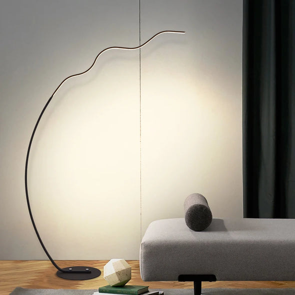 2022 New Wavy Floor Lamp For Living Room Bedroom Study Decor Lighting Designer Led Remote Control Standing Light