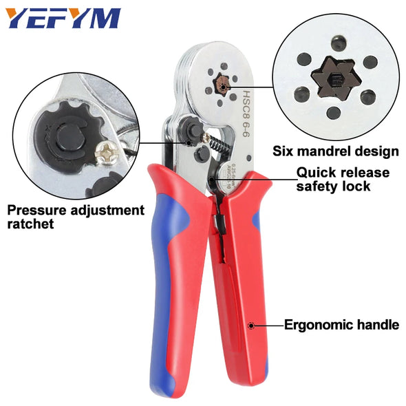 Ferrule Crimping Tool HSC8 6-4/6-6  Electrical Crimper Plier For Wire End Crimp Tube Terminals Electrical Circuit Repair