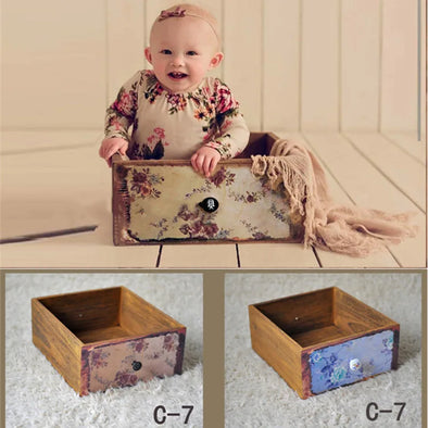 Newborn Photography Prop Photo Props Baby Studio Accessori  Vintage Wooden Drawer Frame  Furnitu Two Sides Print Newborn Shoot