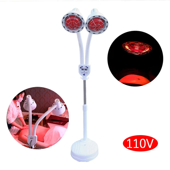 Beauty Timer Light Health Care Light 2Head Floor Stand Infrared Heat Physical Therapy Lamp Medical Heating Lamps Therapeutic