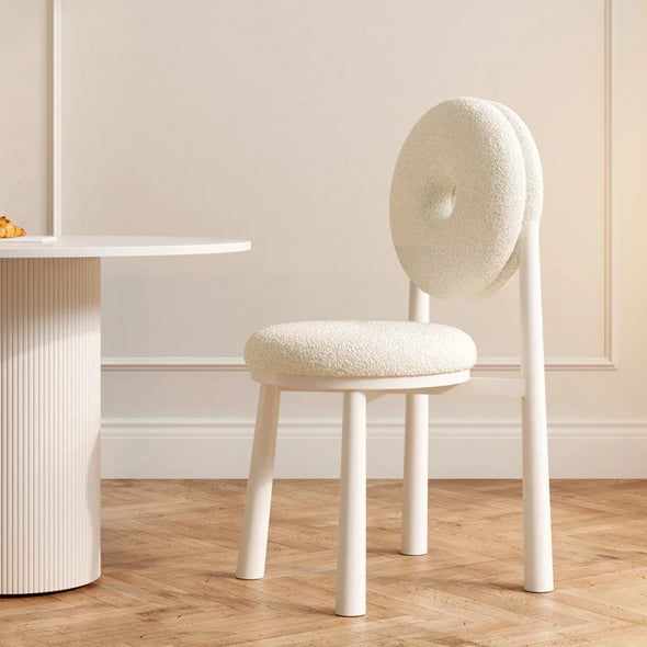 Cream donut dining chair, simple bedroom dressing stool, high-end sherpa backrest leisure bench, chair, Home furniture