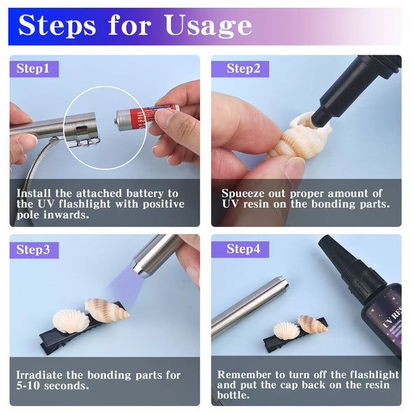 UV Bonding &Welding Glue Kit Super Bonding UV Glue With Black Light Quick-Drying For Bonding Glass, Metal, Wood, Stone, Ceramics