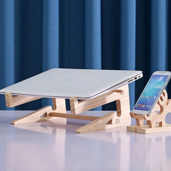 WELTIG Universal Wooden Laptop Stand with Detachable Base