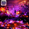 120 LED 39.37ft Orange Lights, Orange & Purple Halloween Lights, Purple Solar Halloween Lights 8 Modes, Outdoor Twinkle