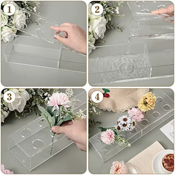 Clear Acrylic Flower Vase Rectangular Floral Centerpiece Dining Table Floral Arrangements Wedding Decorative flower pot gift