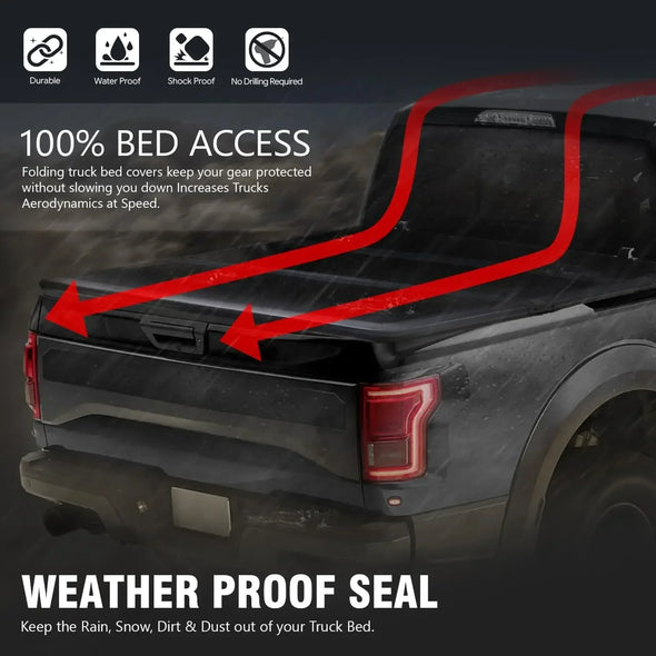 2024 New Upgrade Truck Bed Top Hard Solid Tri-Fold Tonneau Cover Compatible with 22-23 Ford Maverick 4.5ft Bed, TTC-HARD-095