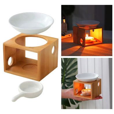 Candle Fragrance Lamp Oil Furnace Bamboo Frame Aroma Burner Candle Holder Candlestick Vase Aromatherapy Stove Home Decoration