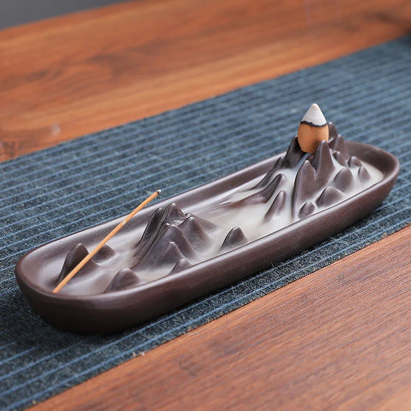 1 Set Home Decor Incense Stove Ceramic Purple Sand Backflow Censer Zen Buddhist Hand Incense Burner Lotus Dragon Shape