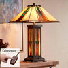 Desk Lamps, Tiffany Style Table Lamp with Table Top Dimmer and Night Light, 25" High Bronze Stained Glass Shade