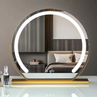 Vanity Mirror with Lights LED Makeup Mirrors Tabletop Smart Touch Control 3 Colors Dimmable Mirror Gifts for Teen Girls Dorms