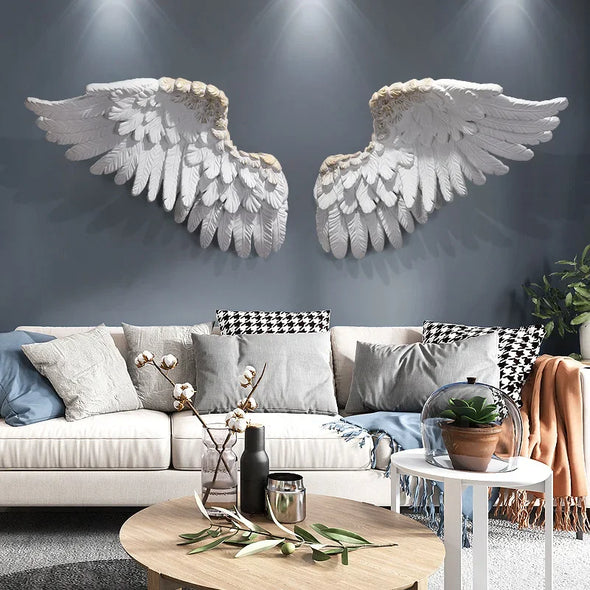 3D Light Luxury Feather Wings Wall Hanging Living Room Sofa Background Wall Decor Pendant Hotel Bedroom Fashion Kids Decoration