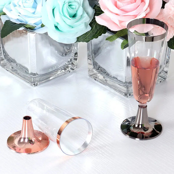 20PCS Luxurious High Quality Champagne Flutes Plastic Disposable Glasses Wine Glasses Toasting Wedding Party Cocktail Cup