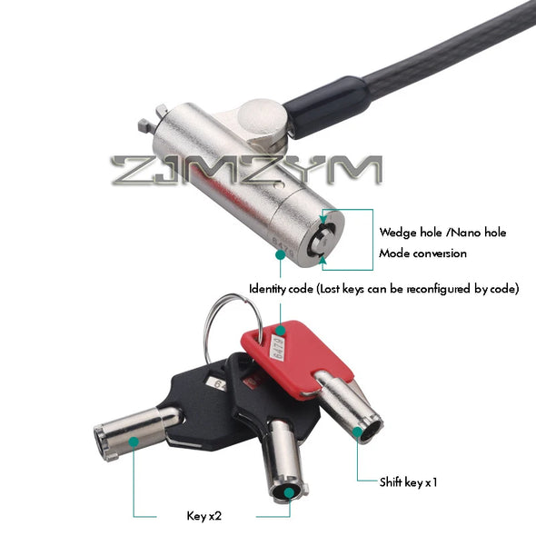 Mini Laptop Lock Cable For Dell Lenovo HP HP Nano Hole Computer Lock 2.5*6mm Small Keyhole Security Anti-theft Notebook Padlock