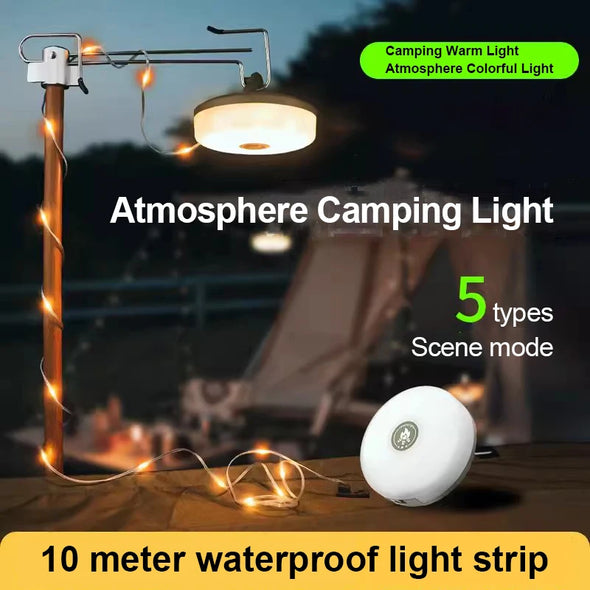 Rollable LED Garland Camping Light With Retractable LED String LightsColorful Festive Atmosphere Party Tent Lighting Current