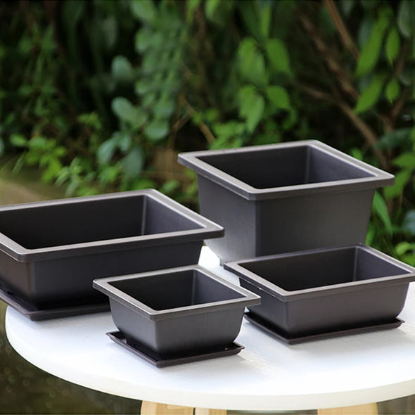 Training Pots Flowerpots Imitation Succulent Plants Pots Plastic Bonsai Pots Outdoor Garden Landscape Potted Square Trays