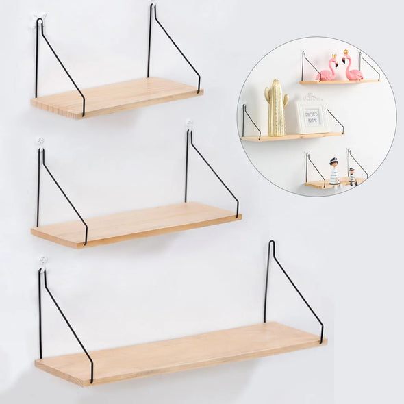 Simple Iron Wood Wall Shelf