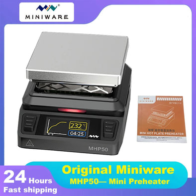 MINIWARE MHP50 Mini Hot Plate Preheater 50*50mm Heating Area Constant Temperature Heating Table 350℃ Intelligent Heating Tool