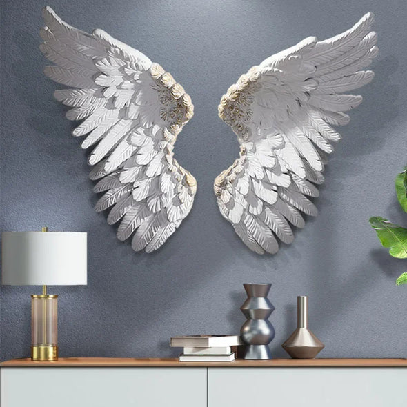 3D Light Luxury Feather Wings Wall Hanging Living Room Sofa Background Wall Decor Pendant Hotel Bedroom Fashion Kids Decoration