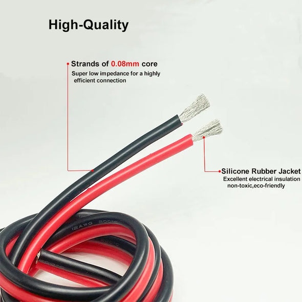 Super Soft 2 Pin Red and Black Silicone Cable 28awg 26awg 24 22 20 18 16 14 12awg 10awg 8awg High Temperature Tinned Copper Wire