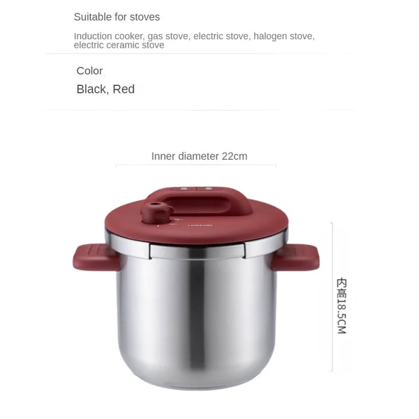 304 Stainless Steel Explosion Proof High Pressure Cooker Suitable for Gas Stove Induction Cooker Household Pressure Cooker