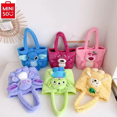 MINISO   Disney large capacity sweet cartoon three eyed baby student high-quality plush multifunctional storage shoulder bag