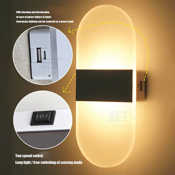 WELTIG USB Rechargeable Touch Sensor LED Wall Lamp