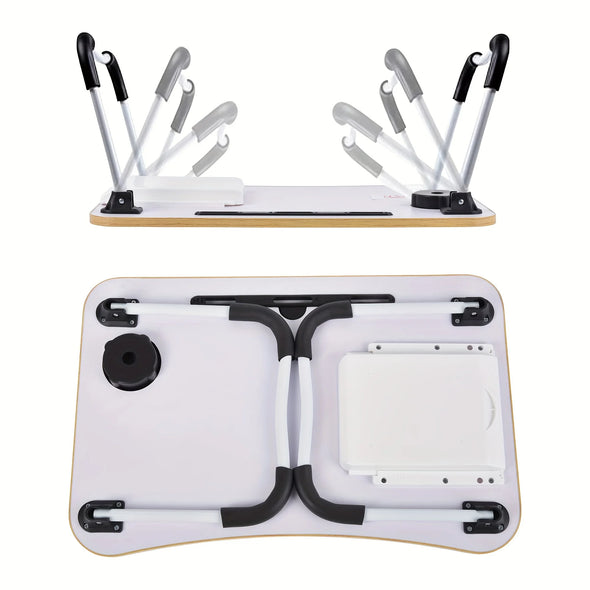 WELTIG Foldable Laptop Riser & Stand bed Table with Cup Holder