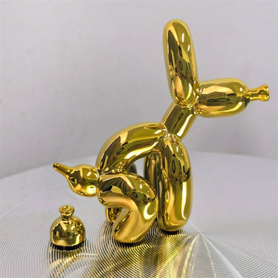 Cute Balloon Dog Puppy Poop Statue Resin Animal Sculpture Home Decor Resin Craft Office Decor