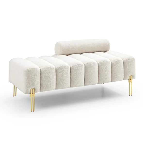 Ottoman Bench for Bedroom and Living Room, Modern Corner Bench, Fabric Upholstered, 2 Seater Sofa Stool, 53.2 in Width