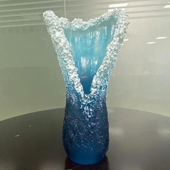 Modern Vase Home Decoration Wave Shaped Vase Resin Crafts Fashion Nordic Style Office Living Room Room Decoration Blue Vase