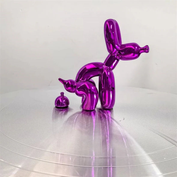 Cute Balloon Dog Puppy Poop Statue Resin Animal Sculpture Home Decor Resin Craft Office Decor