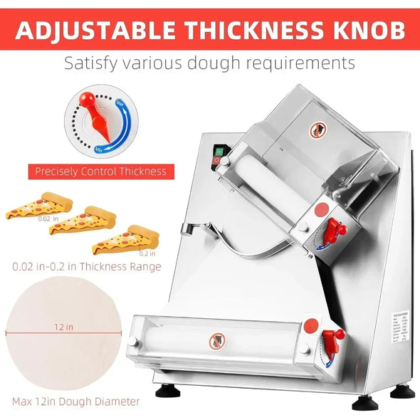 370W Electric Pizza Dough Roller, Stainless Steel, Suitable for Noodle