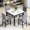 5 Piece Dining Room Table Set for Kitchen with Faux Marble Dining Table and 4 Upholstered-Seat Chairs,Living Room Furniture