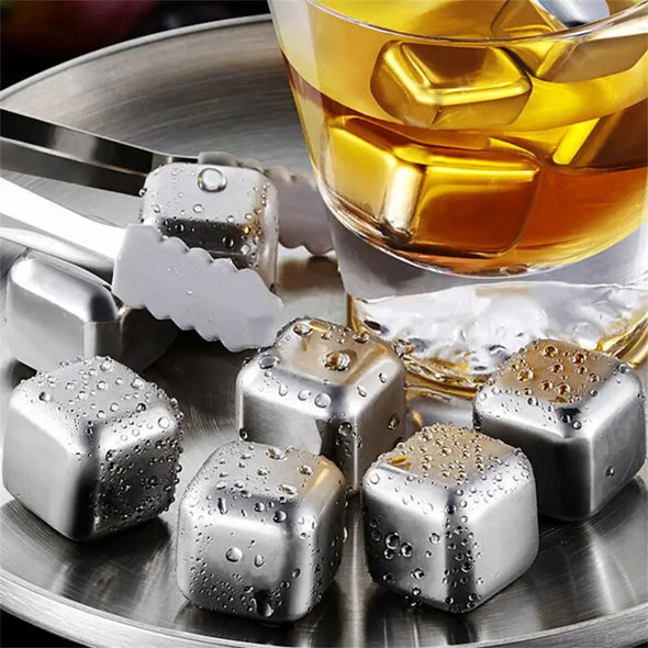 304 Stainless Steel Ice Grain Tart Stone Ball Whiskey Metal Set With Ice Clip Bar Wine Set Bar Tools Summer Kitchen Accessories