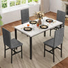 Dining Table Set for 4, Modern Kitchen Table and Chairs Space Saving  with Faux Marble 5 Piece Dining Room Table Set Furniture