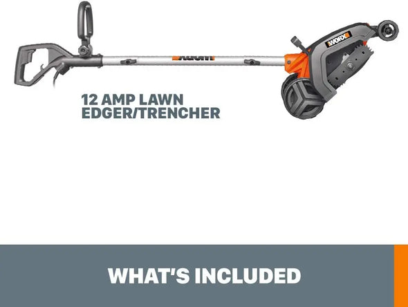 WORX WG896 12 Amp 7.5 Inch Electric Lawn Edger & Trencher, Orange and Black