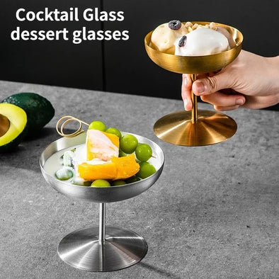 Stainless steel wine champagne cocktail glass ice cream dessert cup suitable for DIY breakfast yogurt cup bar tool accessories