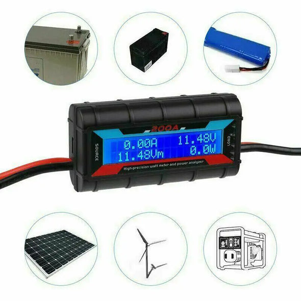 200A LCD Digital High-precision Amp Watt Meter RC Battery Solar Power Analyser'