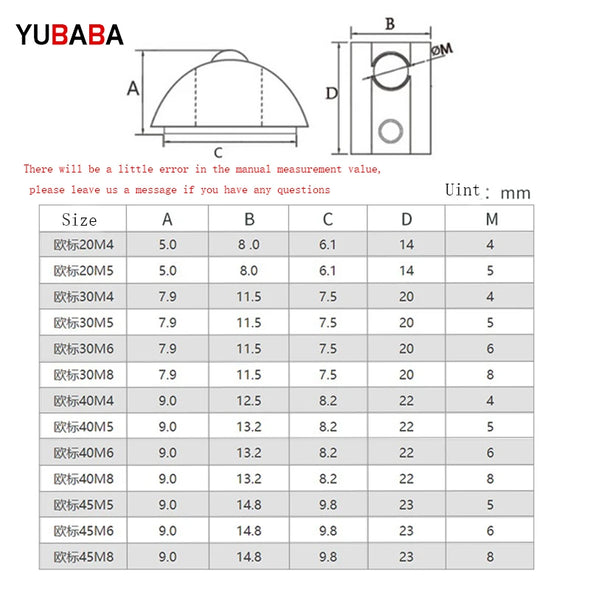 100/50/20pcs Half Round Elasticity Roll-in T Spring Nuts M3 M4 M5 M6 M8 For 2020 3030 4040 454 Aluminum Profiles Groove