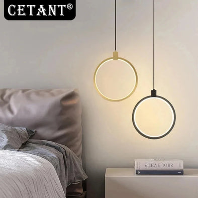 Modern LED Pendant Light Bedroom Bedside Living Room Dining Room Minimalist Gold Black Furniture Lamp Decorative Light Fixtures