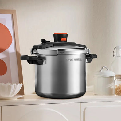 SuBoL D22E 304 Stainless Steel Pressure Cooker with Easy Open Lid Compatible with Electric and Gas Stove