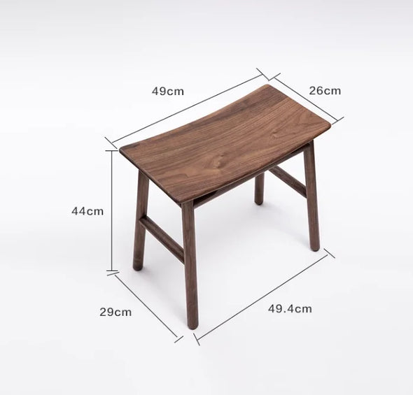 American Rural Wooden Stool Walnut Square Stool Meals Stool Surface Stool Children Pure Real Wood Bench High Dining Chairs