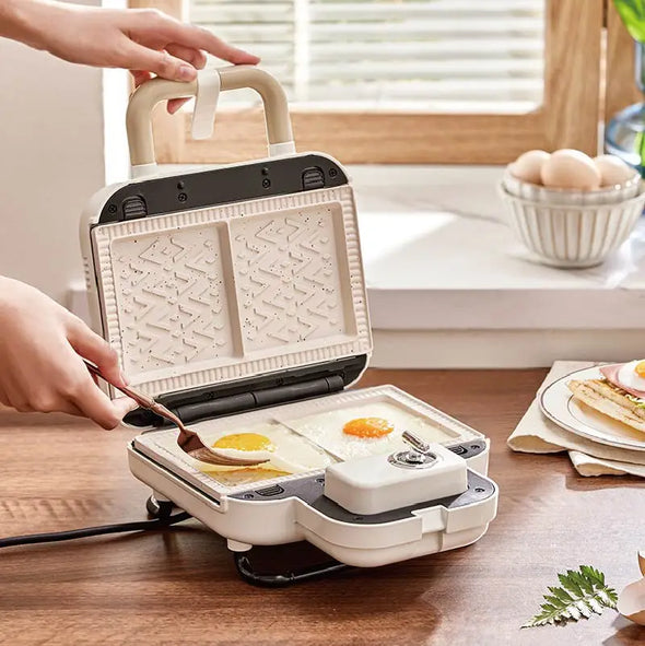 750W Electric Sandwich Maker Multi-functional Breakfast Maker Waffle Timing Bread Machine Double Plate Sandwich Pancake Machine