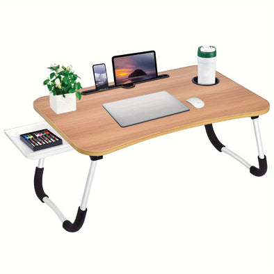 WELTIG Foldable Laptop Riser & Stand bed Table with Cup Holder