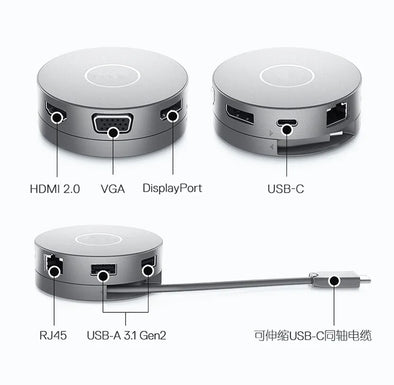 High Quality New For Dell DA310 Seven-in-one Multiport Adapter Support For 4K With USB-C USB-A HDMI VGA DP RJ45 0GYDMF GYDMF