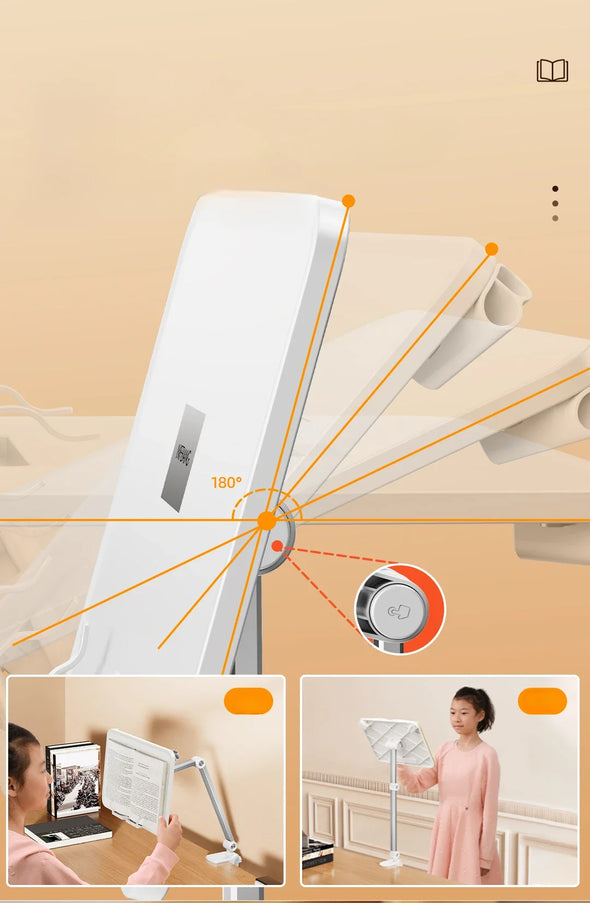 WELTIG Adjustable Book Stand with 360° Rotating Clamp